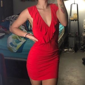 Superdown Flora Ruffle Dress in Red